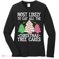 Most Likely To Eat All The Christmas Tree Cakes Funny Xmas Women's Long Sleeve Shirt thumb 0