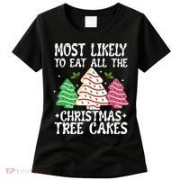 Most Likely To Eat All The Christmas Tree Cakes Funny Xmas Women's T-Shirt thumb 0