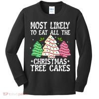 Most Likely To Eat All The Christmas Tree Cakes Funny Xmas Kids Long Sleeve Shirt thumb 0