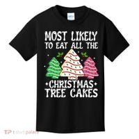 Most Likely To Eat All The Christmas Tree Cakes Funny Xmas Kids T-Shirt thumb 0