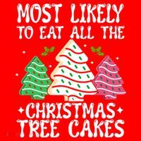 Most Likely To Eat All The Christmas Tree Cakes Funny Xmas Santa Hat thumb 1