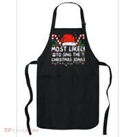 Most Likely To Sing The Christmas Songs Christmas Matching Apron thumb 0