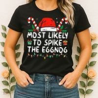 Most Likely To Spike The Eggnog Family Matching Christmas Women's T-Shirt thumb 2