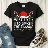 Most Likely To Spike The Eggnog Family Matching Christmas Women's T-Shirt thumb 3