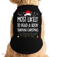 Most Likely To Read A Book Matching Family Christmas Doggie Tank thumb 0