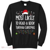 Most Likely To Read A Book Matching Family Christmas Sweatshirt thumb 0