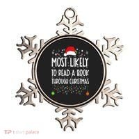 Most Likely To Read A Book Matching Family Christmas Ornament thumb 0