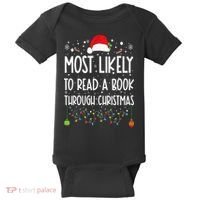 Most Likely To Read A Book Matching Family Christmas Baby Bodysuit thumb 0