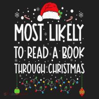 Most Likely To Read A Book Matching Family Christmas Hat thumb 2