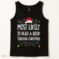 Most Likely To Read A Book Matching Family Christmas Tank Top thumb 2