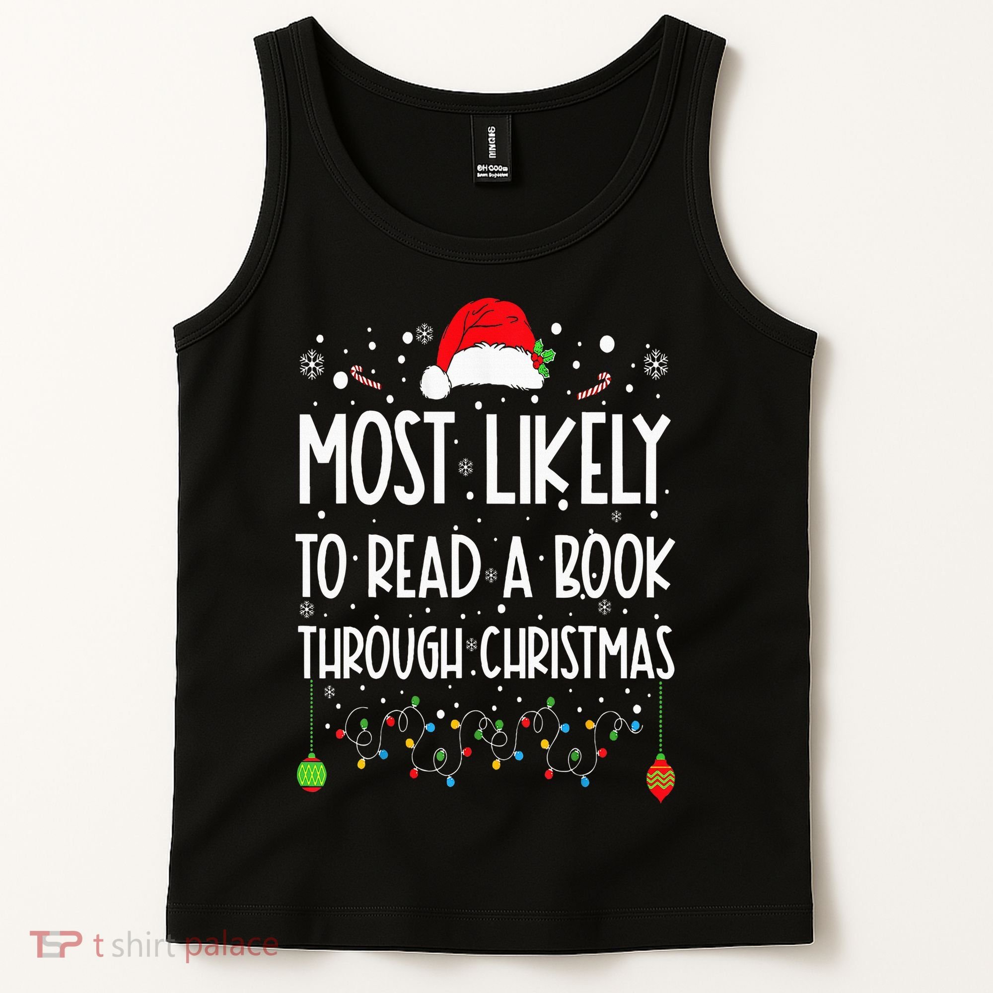 Most Likely To Read A Book Matching Family Christmas Tank Top