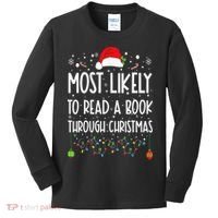 Most Likely To Read A Book Matching Family Christmas Kids Long Sleeve Shirt thumb 0
