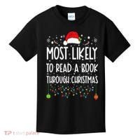 Most Likely To Read A Book Matching Family Christmas Kids T-Shirt thumb 0