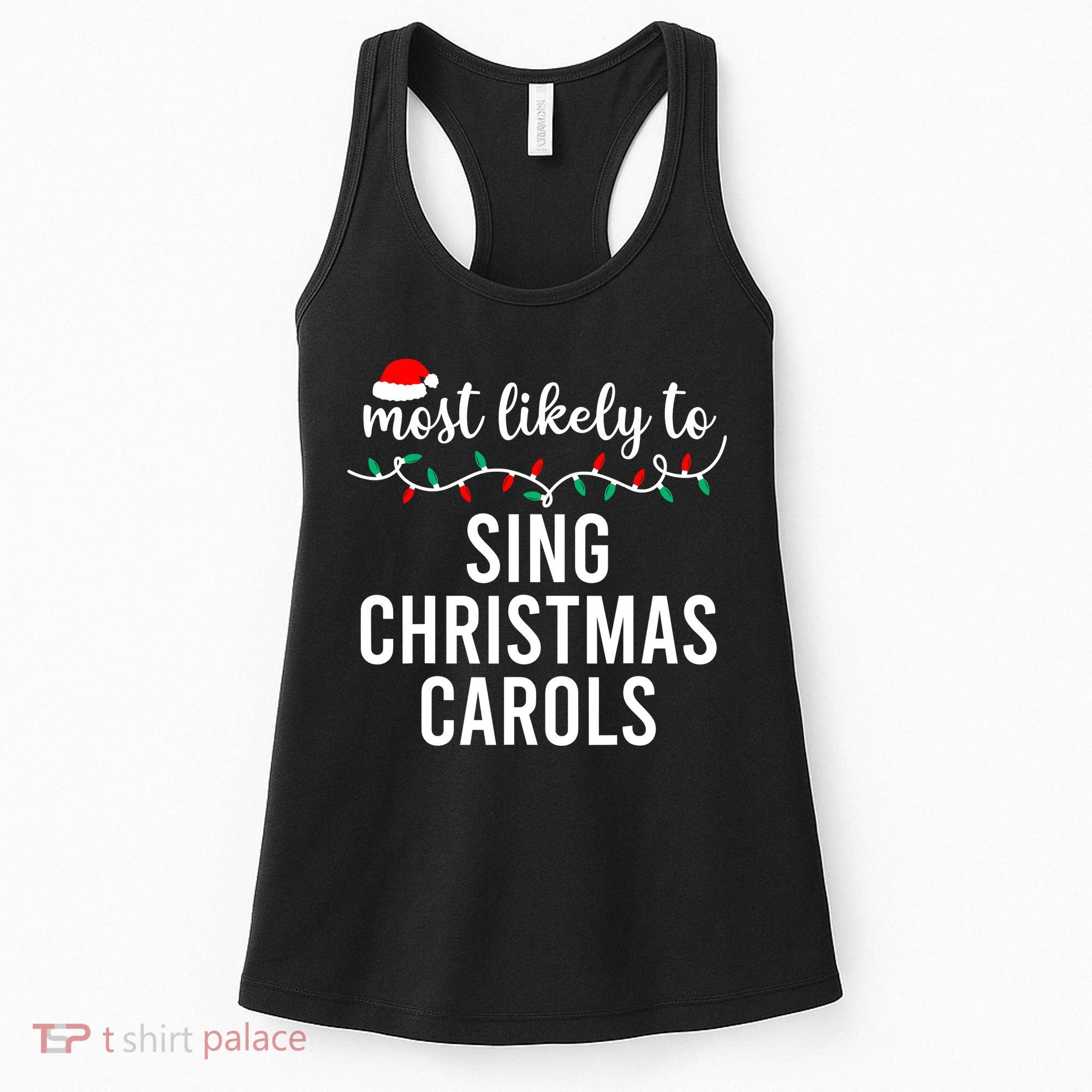 Most Likely To Christmas Matching Family Pajamas Funny Women's Tank Top