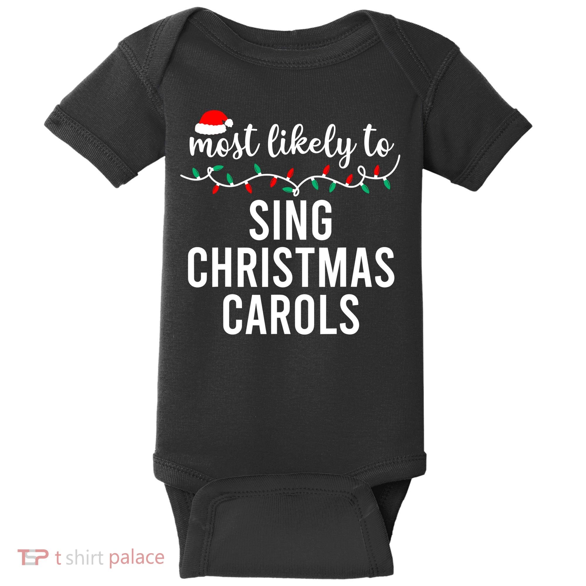 Most Likely To Christmas Matching Family Pajamas Funny Baby Bodysuit