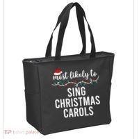 Most Likely To Christmas Matching Family Pajamas Funny Tote Bag thumb 2