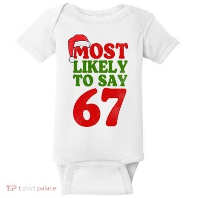 Most Likely To Say 67 Funny Christmas Baby Bodysuit