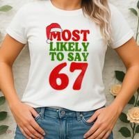 Most Likely To Say 67 Funny Christmas Women's T-Shirt thumb 2