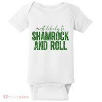 Most Likely To Be Shamrock And Roll Funny St Patricks Day Baby Bodysuit thumb 0