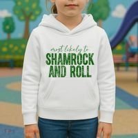 Most Likely To Be Shamrock And Roll Funny St Patricks Day Kids Hoodie thumb 3