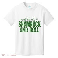 Most Likely To Be Shamrock And Roll Funny St Patricks Day Kids T-Shirt thumb 0