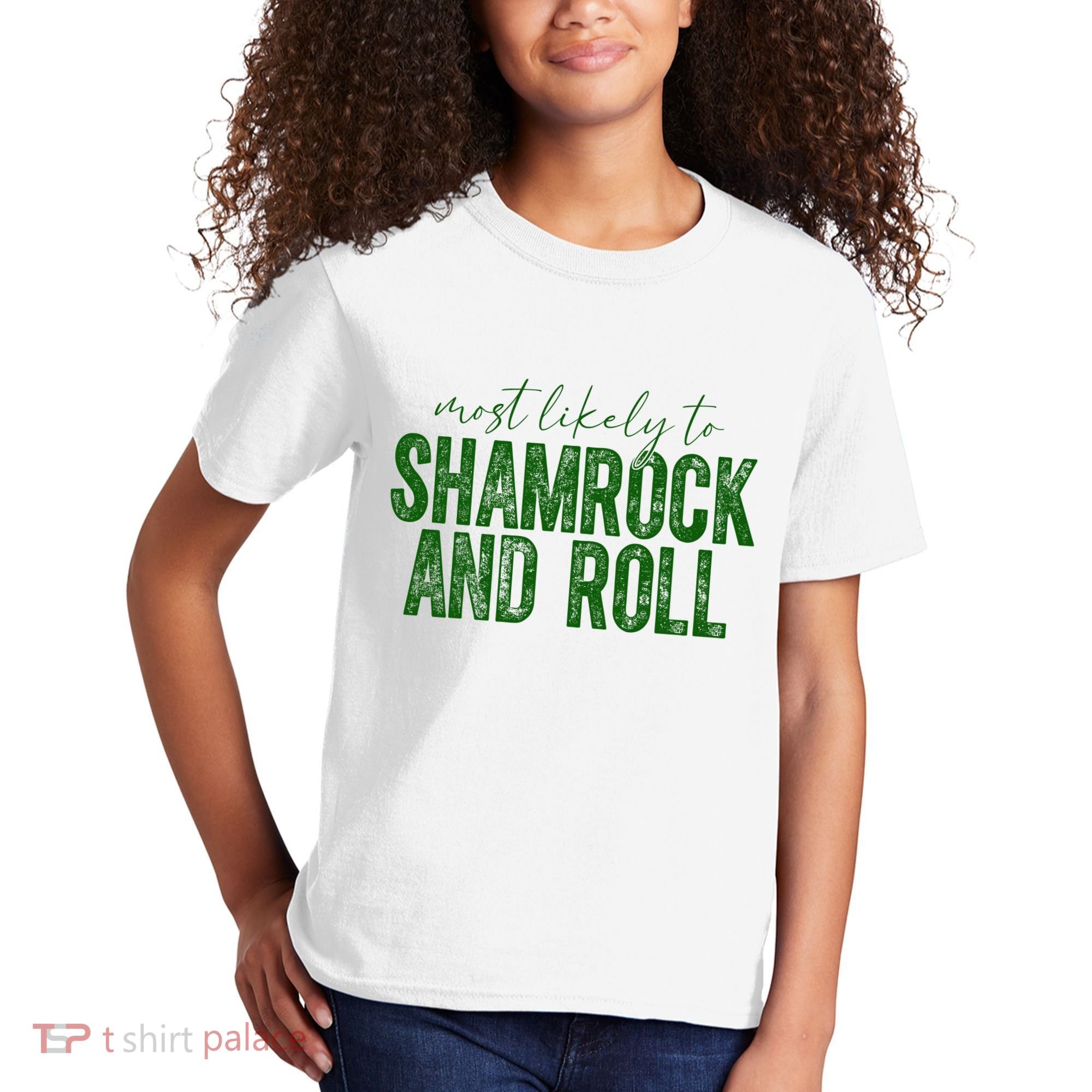 Most Likely To Be Shamrock And Roll Funny St Patricks Day Kids T-Shirt