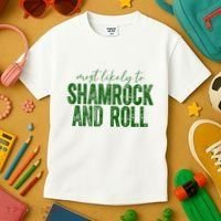 Most Likely To Be Shamrock And Roll Funny St Patricks Day Kids T-Shirt thumb 3