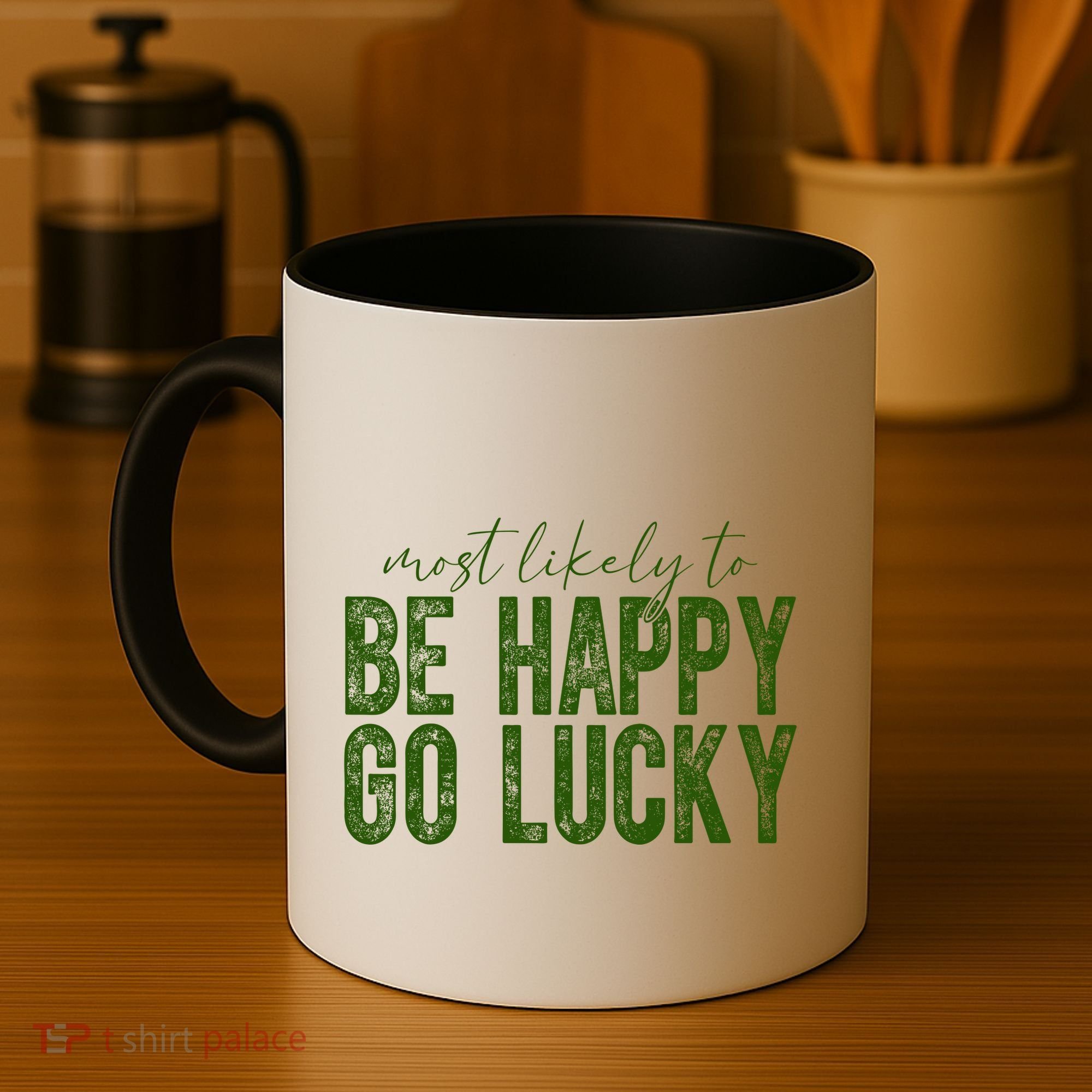 Most Likely To Be Happy Go Lucky Funny St Patricks Day Coffee Mug