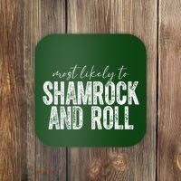 Most Likely To Be Happy Go Lucky Funny St Patricks Day Coaster thumb 0