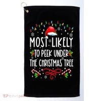 Most Likely To Peek Under The Christmas tree Family Xma Golf Towel thumb 0