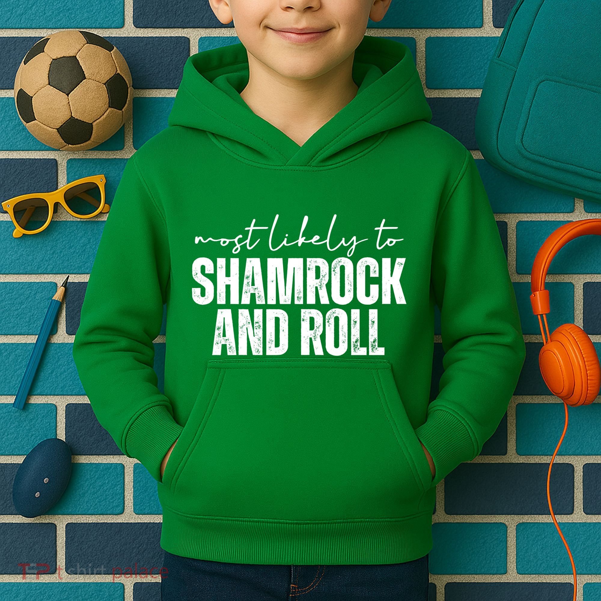 Most Likely To Shamrock And Roll St Patricks Kids Hoodie