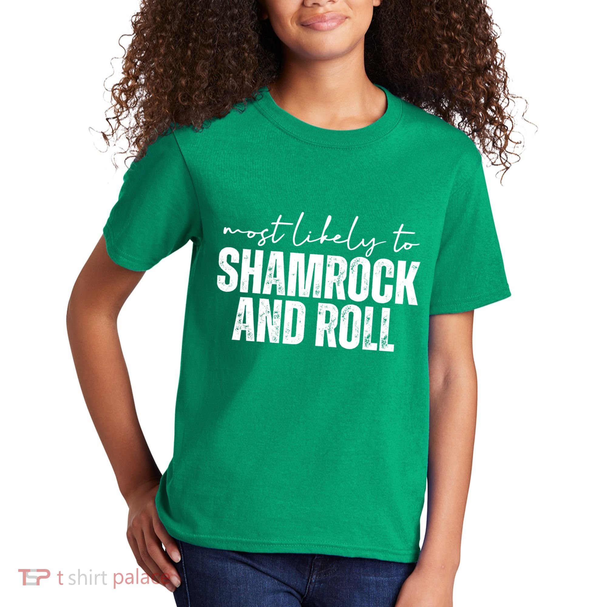 Most Likely To Shamrock And Roll St Patricks Kids T-Shirt