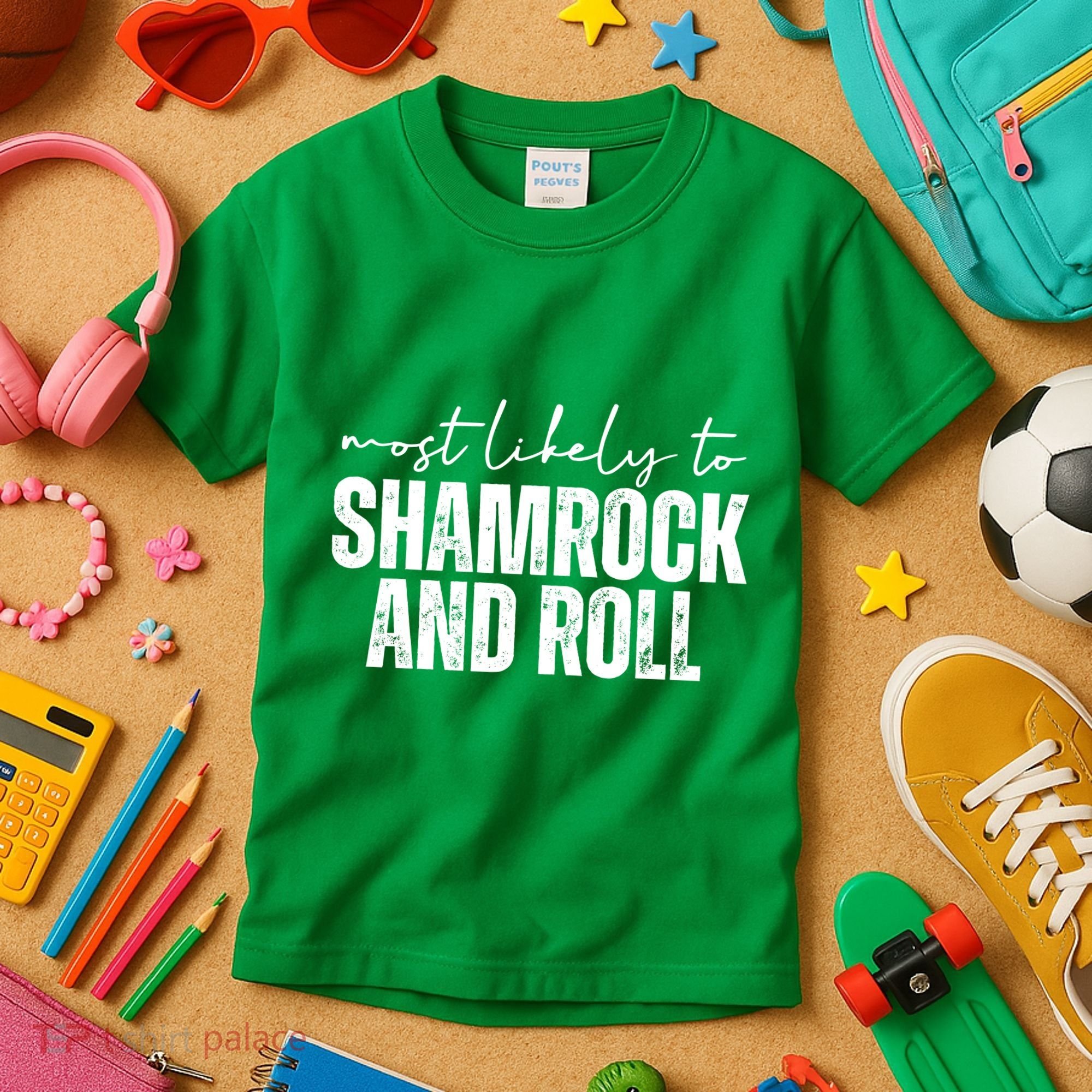 Most Likely To Shamrock And Roll St Patricks Kids T-Shirt
