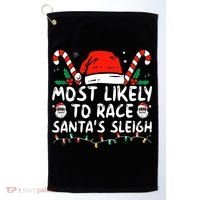 Most Likely To Race SantaS Sleigh Christmas Pajamas Golf Towel thumb 0