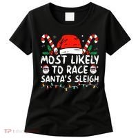 Most Likely To Race SantaS Sleigh Christmas Pajamas Women's T-Shirt thumb 0