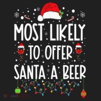 Most Likely To Offer Santa A Beer Funny Drinking Christmas Beanie thumb 2