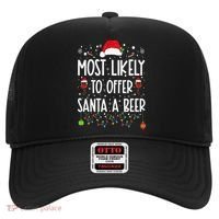 Most Likely To Offer Santa A Beer Funny Drinking Christmas Hat thumb 0