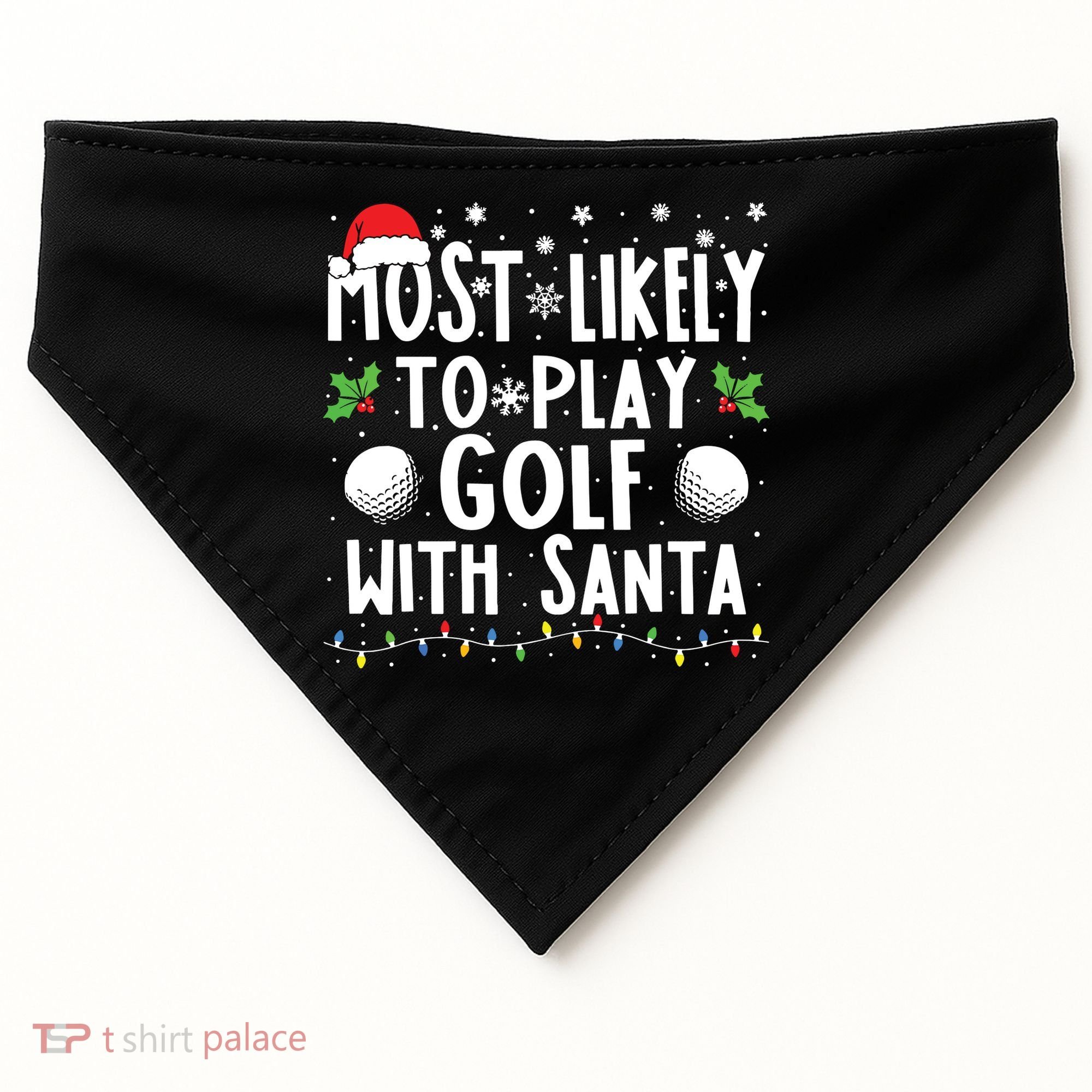 Most Likely To Play Golf With Santa Family Christmas USA-Made Doggie Bandana