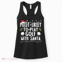 Most Likely To Play Golf With Santa Family Christmas Women's Tank Top thumb 0