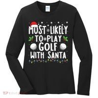 Most Likely To Play Golf With Santa Family Christmas Women's Long Sleeve Shirt thumb 0