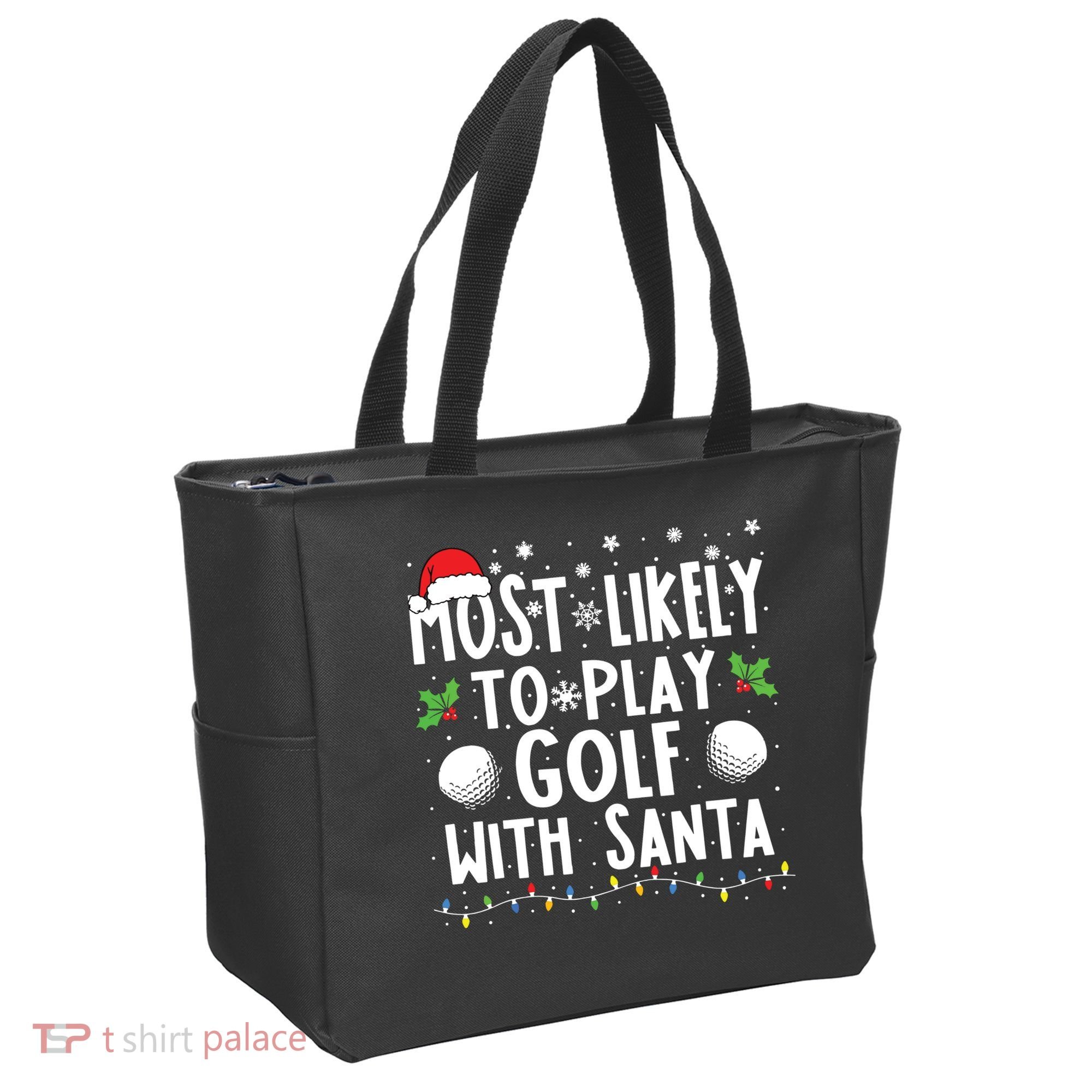 Most Likely To Play Golf With Santa Family Christmas Tote Bag