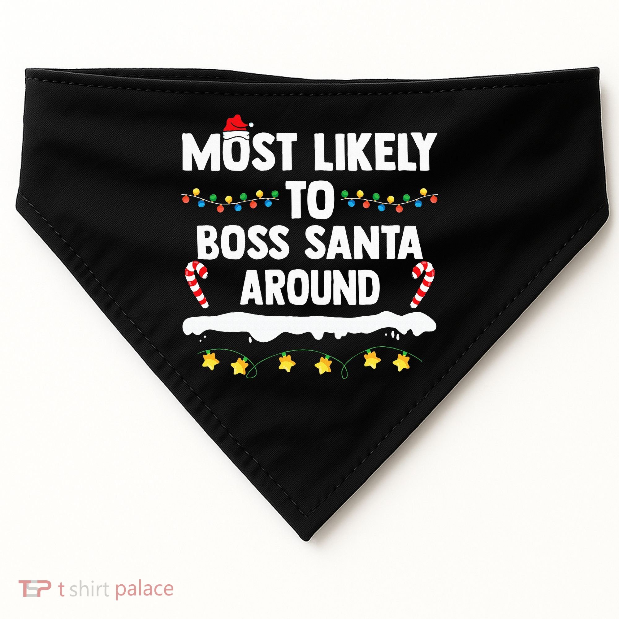 Most Likely To Boss Santa Around Matching Family Christmas USA-Made Doggie Bandana