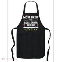Most Likely To Boss Santa Around Matching Family Christmas Apron thumb 0