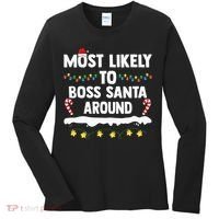 Most Likely To Boss Santa Around Matching Family Christmas Women's Long Sleeve Shirt thumb 0