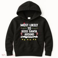 Most Likely To Boss Santa Around Matching Family Christmas Kids Hoodie thumb 0