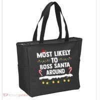 Most Likely To Boss Santa Around Matching Family Christmas Tote Bag thumb 2