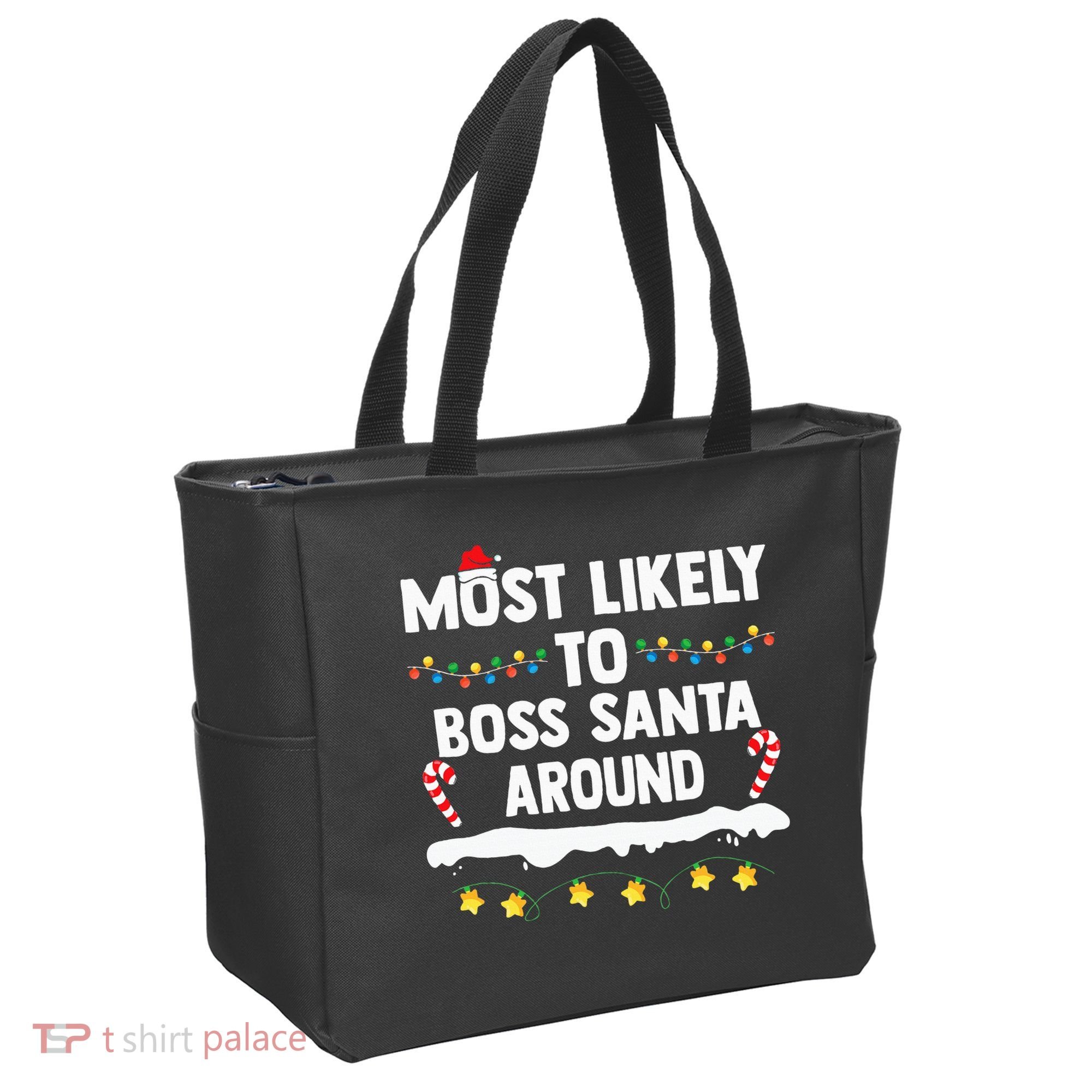 Most Likely To Boss Santa Around Matching Family Christmas Tote Bag