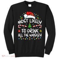 Most Likely To Drink All The Whiskey Santa Christmas Sweatshirt thumb 0