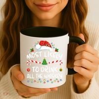 Most Likely To Drink All The Whiskey Santa Christmas Coffee Mug thumb 3