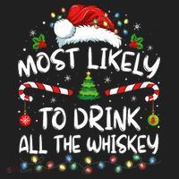Most Likely To Drink All The Whiskey Santa Christmas Beanie thumb 2